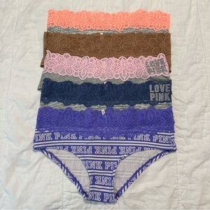 Victoria's Secret PINK Lace Panty Set - Pink, Brown, Blue, Purple